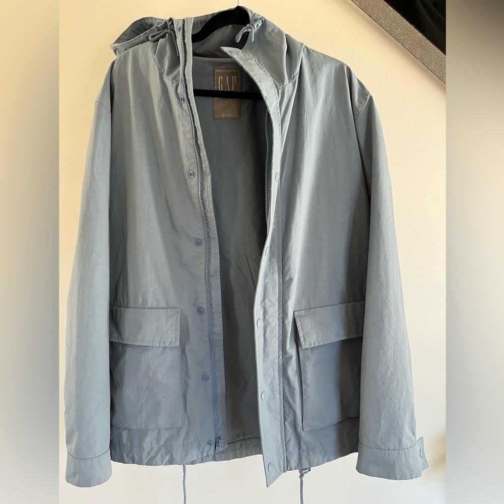 Gap Mens Rain Jacket Light Blue - Size Large